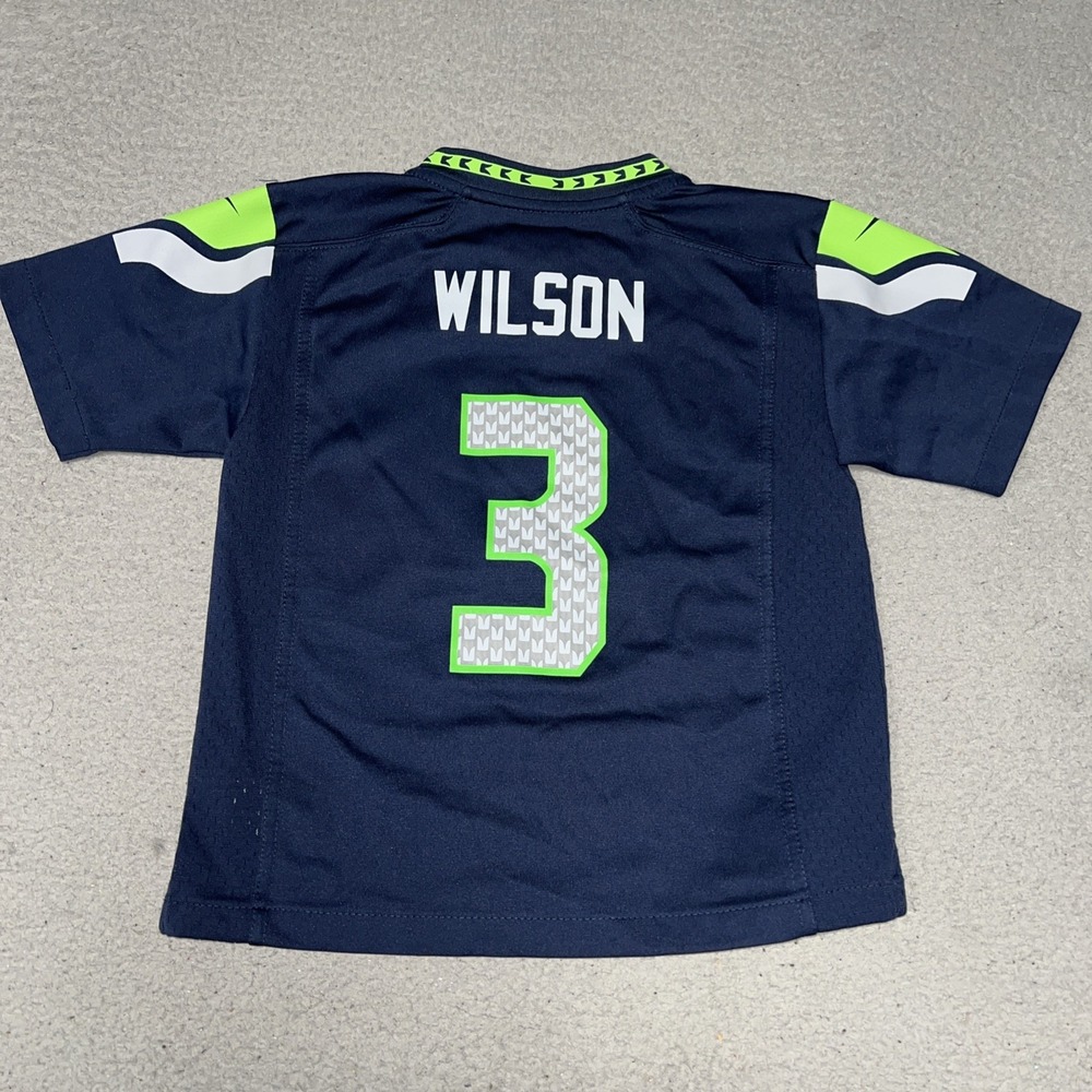 Nike Seattle Seahawks Russell Wilson Jersey Youth Sz L (7) Blue #3 On Field NFL